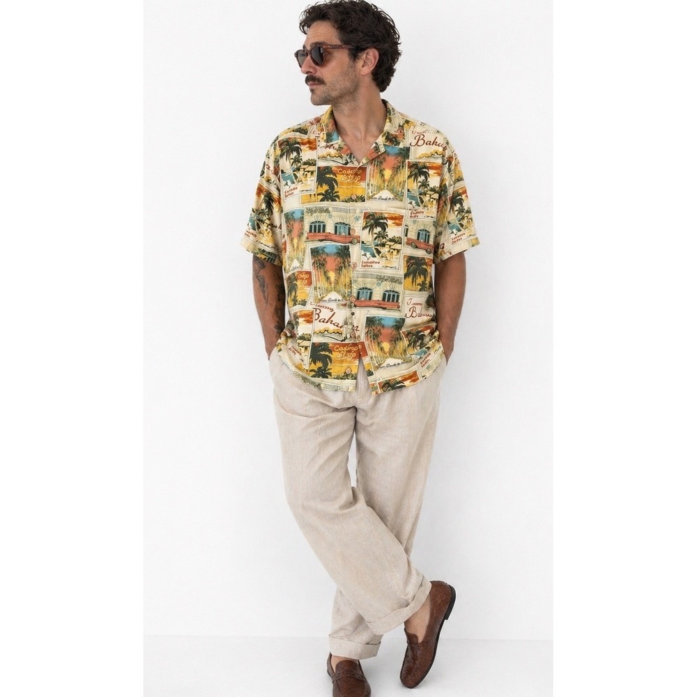 Tommy Bahama Button Up Short Sleeve Mens XXL Silk Las Vegas Casino Strip Camp